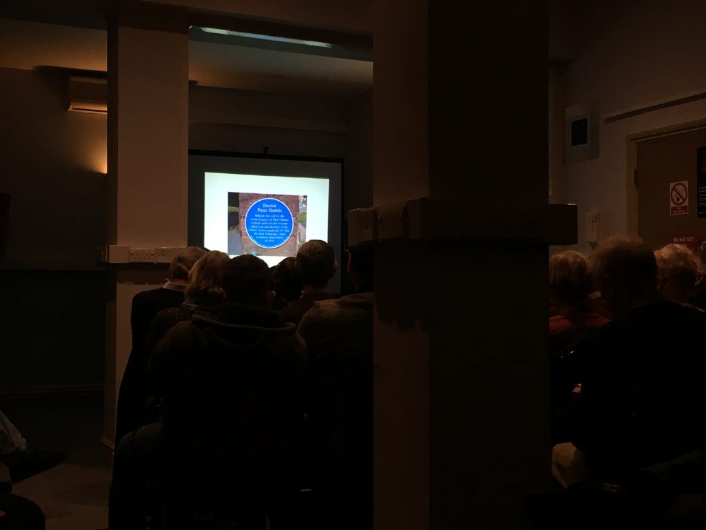 The Civic Society’s blue plaque, commemorating Dr Hennis, at St Sidwell’s