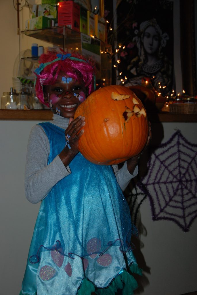 A Proud Pumpkin Carver in the Cafe
